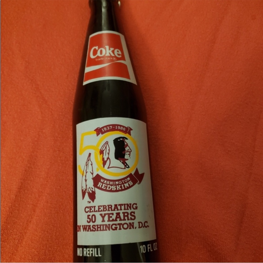 1986 Coca-Cola Washington Redskins 50th Anniversary 10 oz Full Sealed Bottle - Picture 5 of 16